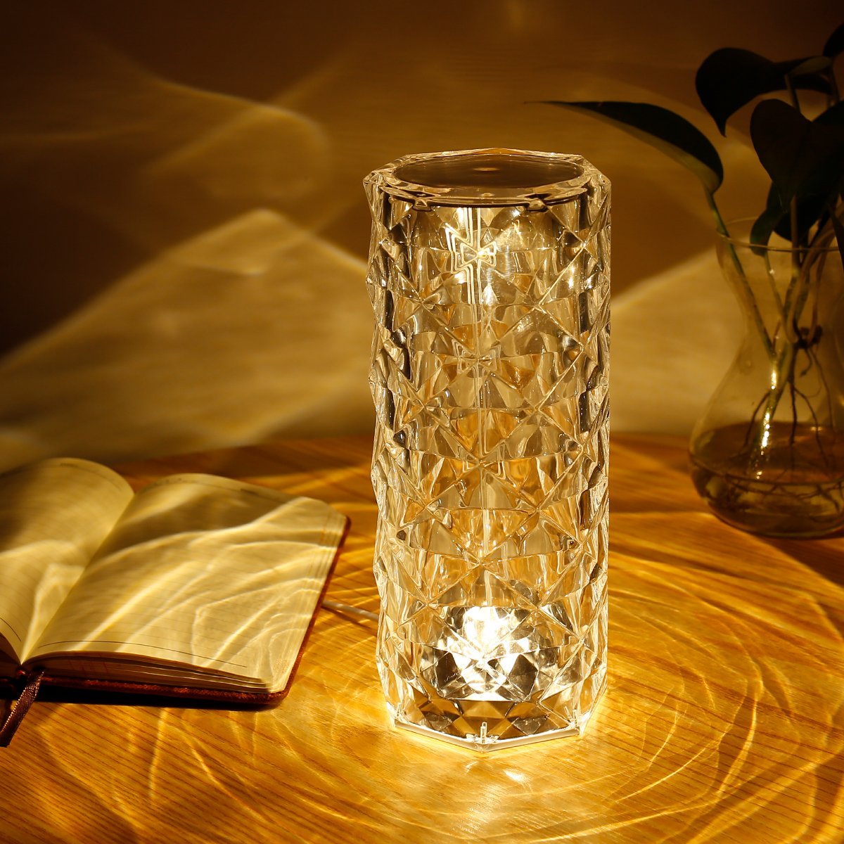 Alum - Křišťálová stolní RGB LED lampa s 3D efektem růže - velká