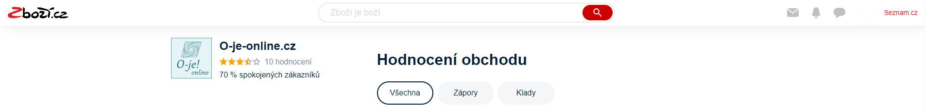 Hodnocení obchodu na Zboží.cz