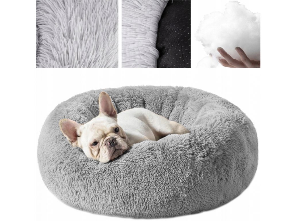 Purlov - Chlupatý pelíšek pro psa 60cm - šedý