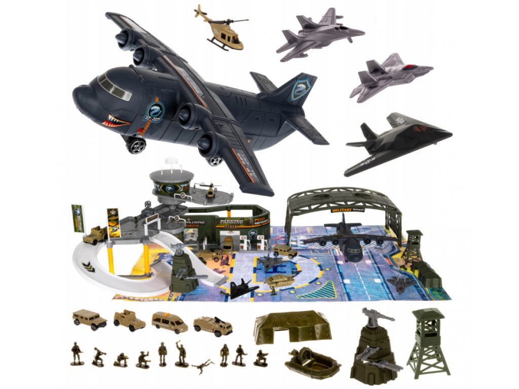 Iso Trade - Dětské vojenské letiště s letadly a příslušenstvím XXL