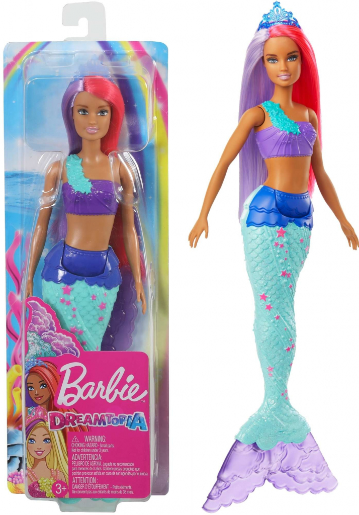 Mattel - Barbie kouzelná mořská víla vlasy fialově-růžové