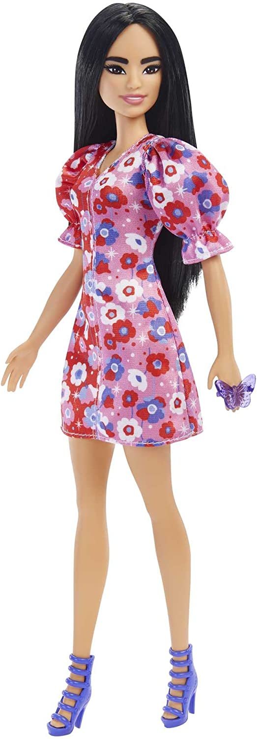 Mattel - Barbie Fashionista s dvoubarevnými květinovými šaty