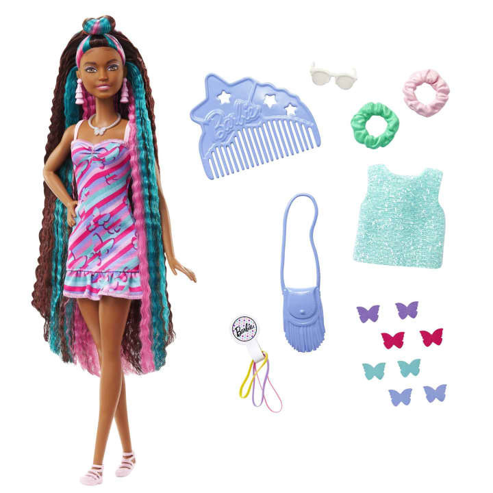 Mattel - Barbie Totally Hair Fantastické vlasové kreace srdíčková, modrá taška