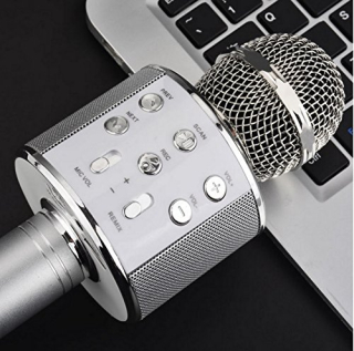 Alum - Bezdrátový karaoke mikrofon WS-858 - Stříbrný
