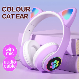 Shuer - Bezdrátová sluchátka s kočičíma ušima - B39M, fialová