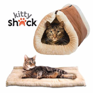 Alum - Plyšový pelíšek a podložka pro kočku 2v1 - Kitty Shack