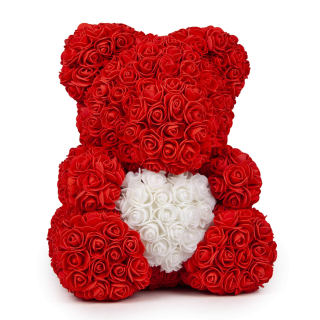 Alum - Medvídek z růží Rose Bear 25 cm - červený