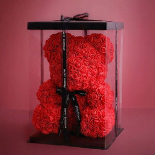 Alum - Medvídek z růží v elegantní krabičce - 25 cm